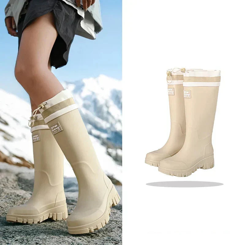 Botas de agua para mujer de estilo retro impermeables con suela antideslizante