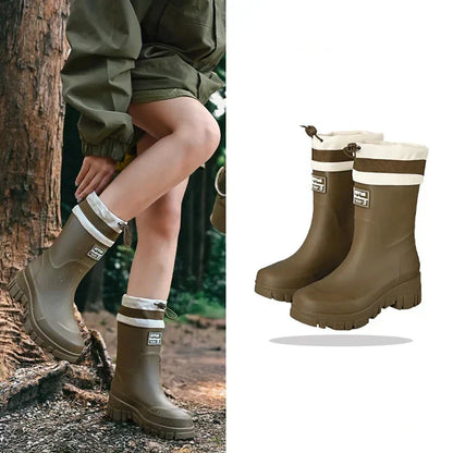 Botas de agua para mujer de estilo retro impermeables con suela antideslizante