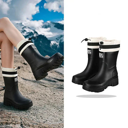 Botas de agua para mujer de estilo retro impermeables con suela antideslizante