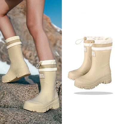 Botas de agua para mujer de estilo retro impermeables con suela antideslizante