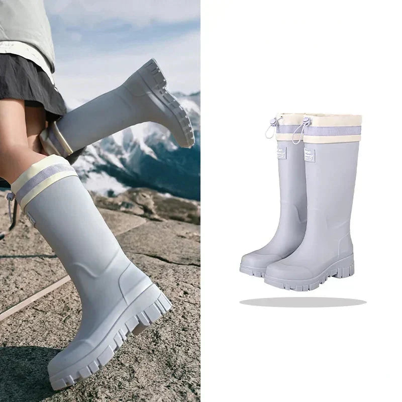 Botas de agua para mujer de estilo retro impermeables con suela antideslizante