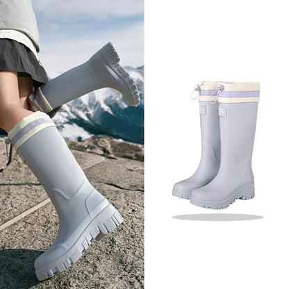 Botas de agua para mujer de estilo retro impermeables con suela antideslizante