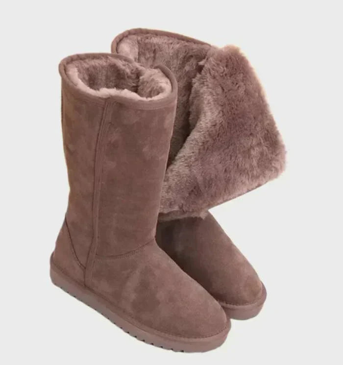 Botas de ante para mujer con piel de oveja