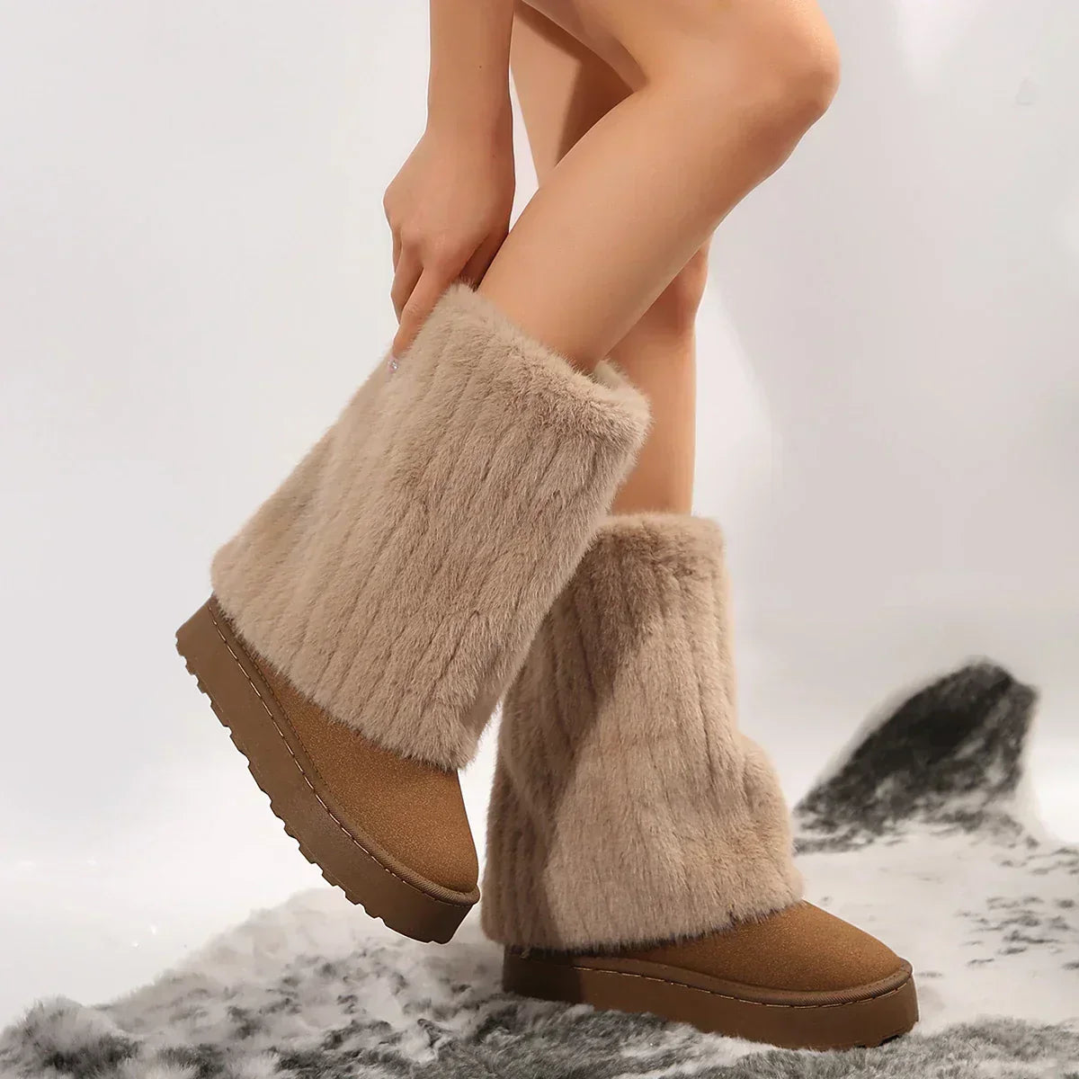Botas de caña alta con plataforma para mujer