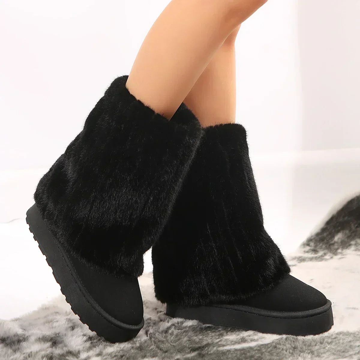 Botas de caña alta con plataforma para mujer