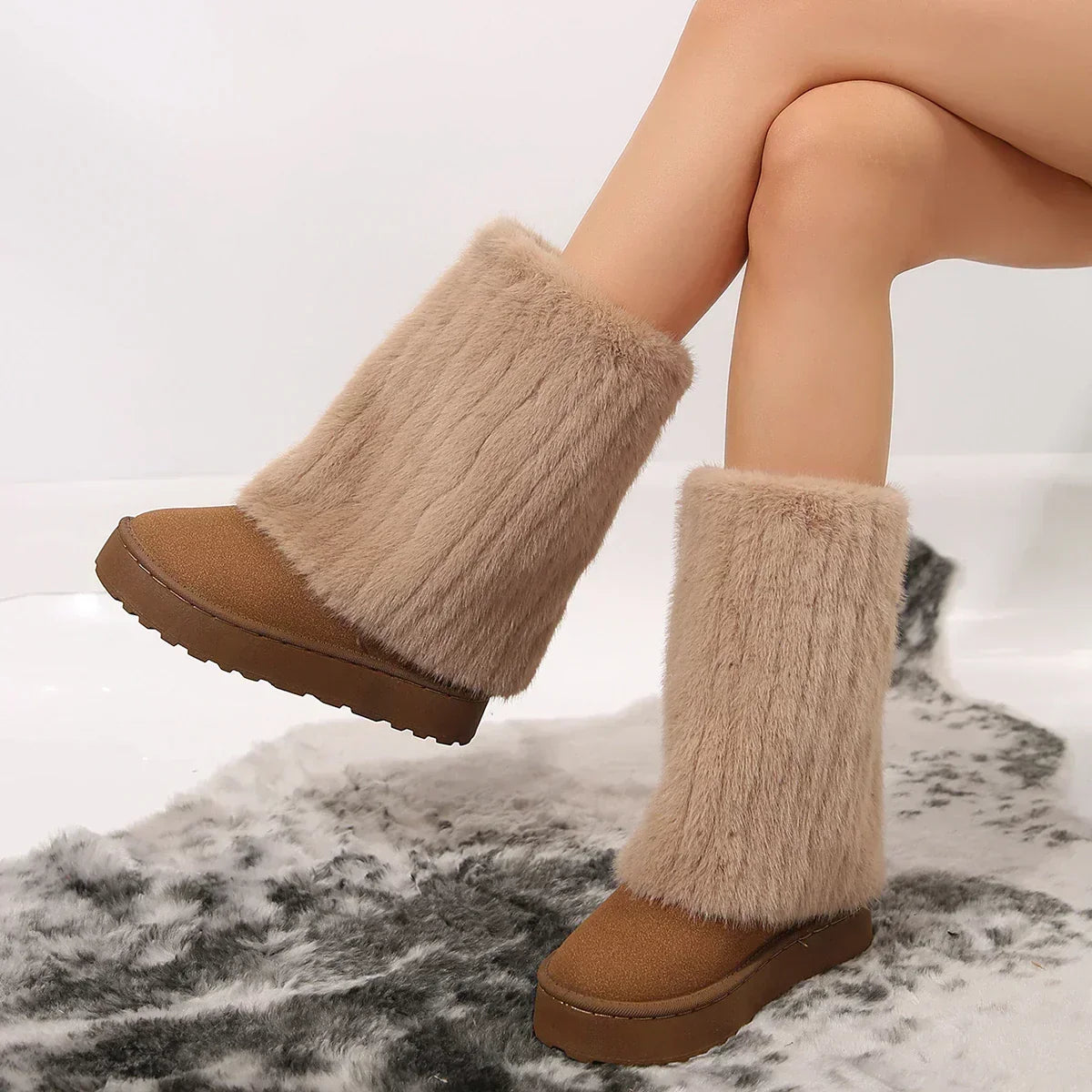Botas de caña alta con plataforma para mujer
