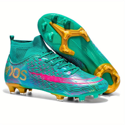 Botas de fútbol para hombre con agarre y diseño de caña alta