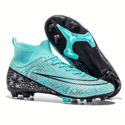 Botas de fútbol para hombre con agarre y diseño de caña alta