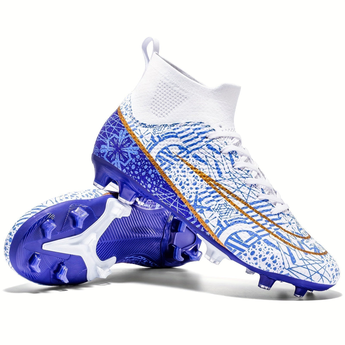 Botas de fútbol para hombre con agarre y diseño de caña alta