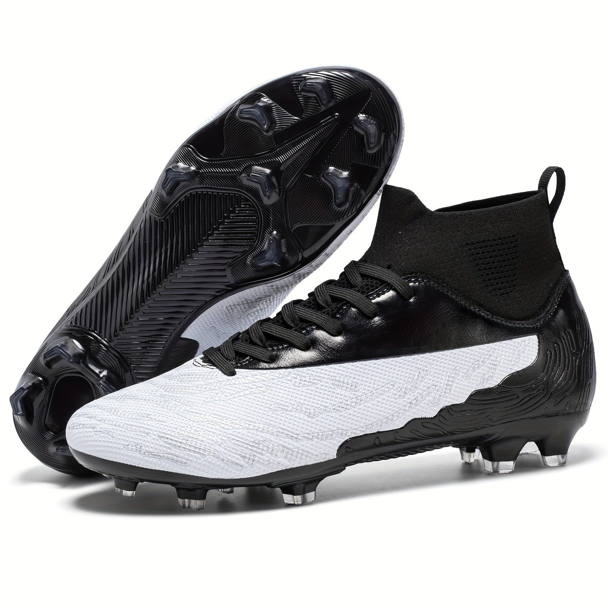 Botas de fútbol para hombre con agarre y diseño de caña alta