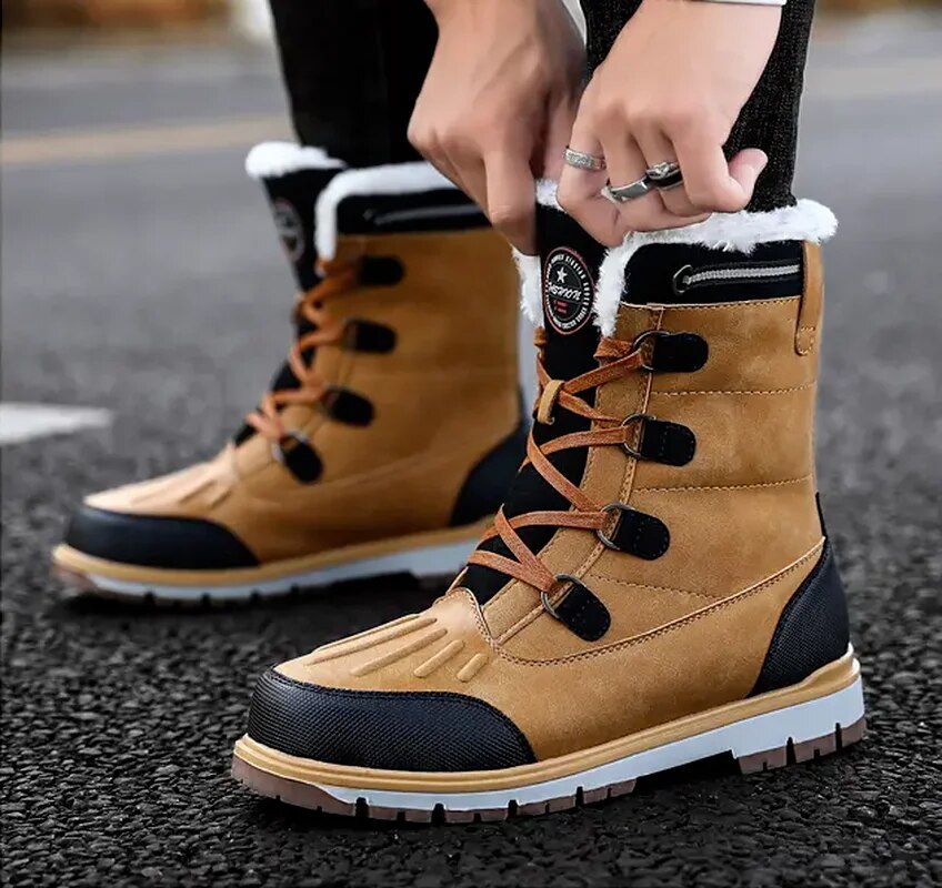 Botas de invierno para hombre - Botas de nieve con forro cálido y suela antideslizante