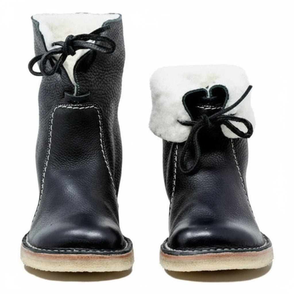 Botas de senderismo térmicas de piel auténtica con forro de lana