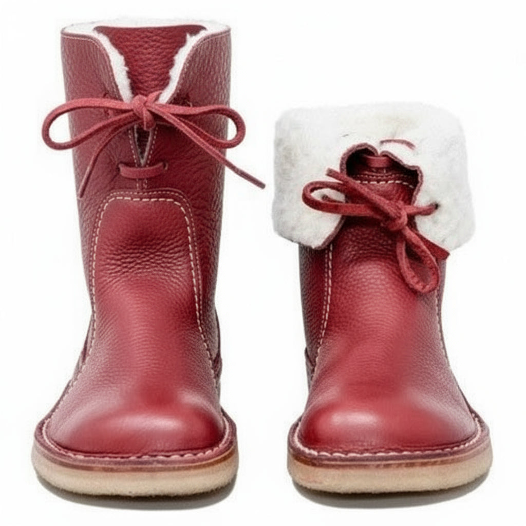 Botas de senderismo térmicas de piel auténtica con forro de lana