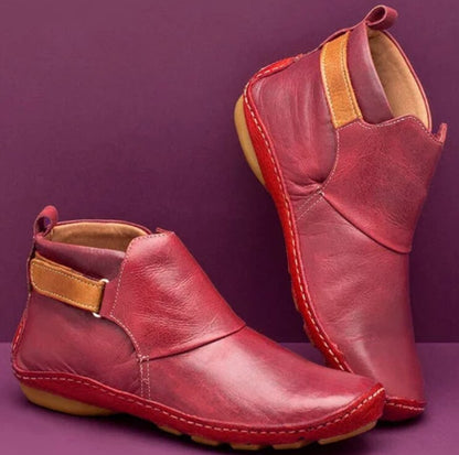 Botas de Tobillo de Cuero Sintético para Mujeres