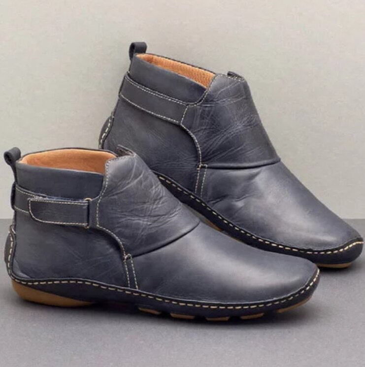 Botas de Tobillo de Cuero Sintético para Mujeres