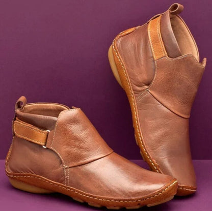 Botas de Tobillo de Cuero Sintético para Mujeres