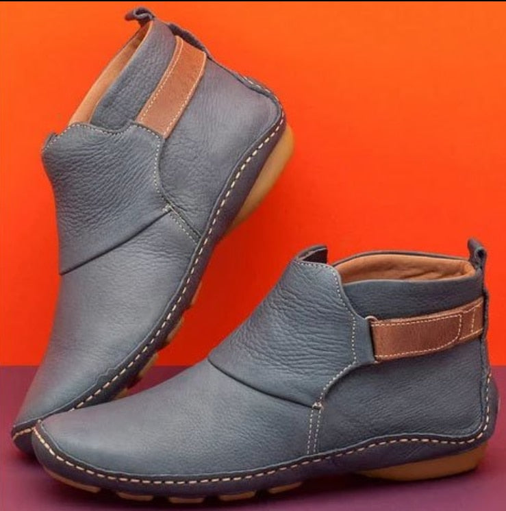 Botas de Tobillo de Cuero Sintético para Mujeres