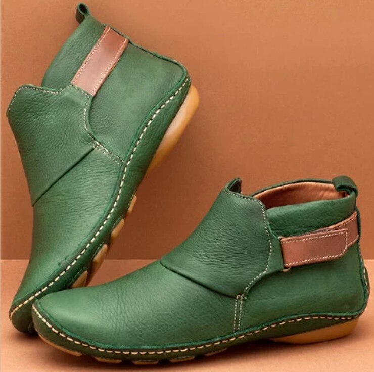 Botas de Tobillo de Cuero Sintético para Mujeres