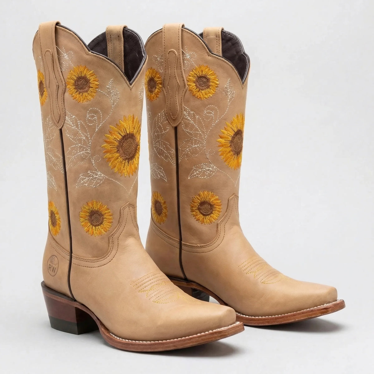 Botas vaqueras de estilo western con bordado de girasoles