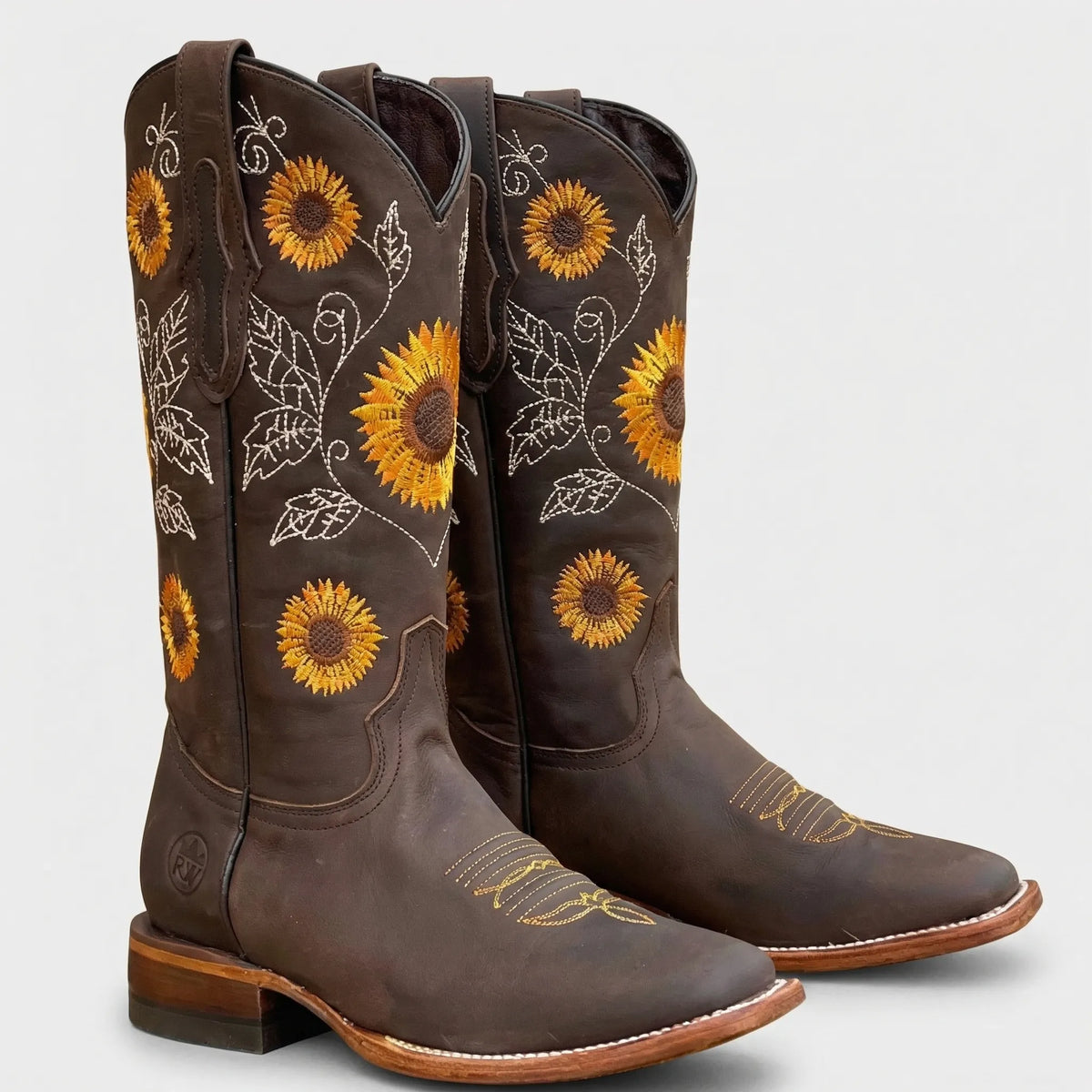Botas vaqueras de estilo western con bordado de girasoles