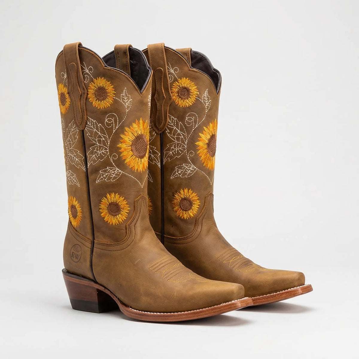 Botas vaqueras de estilo western con bordado de girasoles