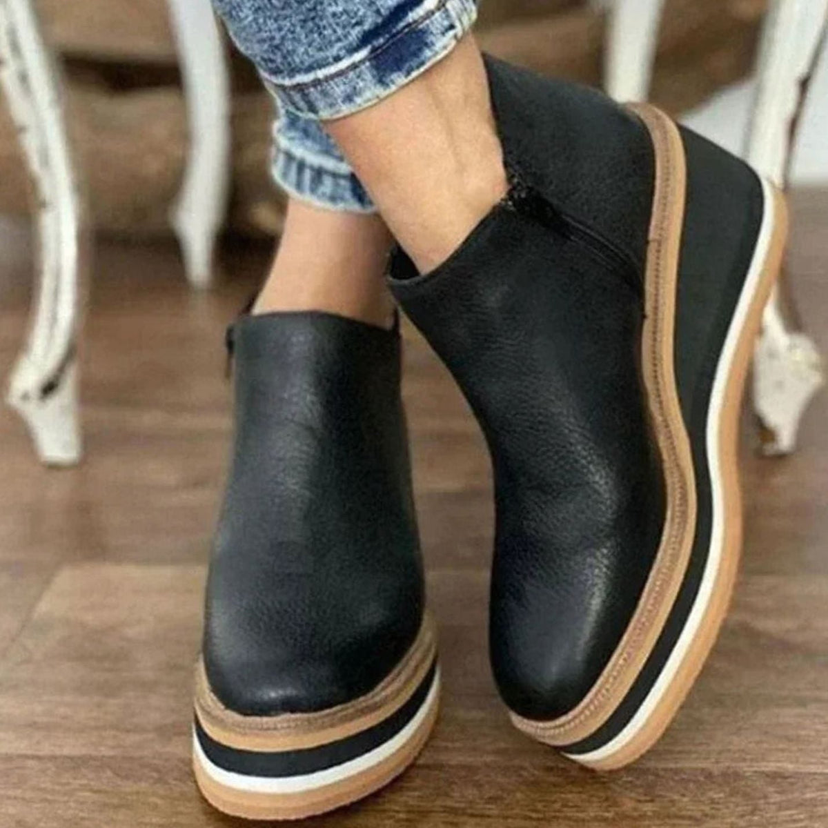 Botines Chelsea sin cordones con cuña y plataforma para mujer