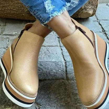Botines Chelsea sin cordones con cuña y plataforma para mujer