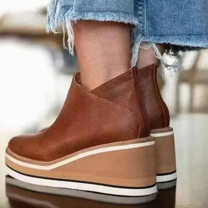 Botines Chelsea sin cordones con cuña y plataforma para mujer