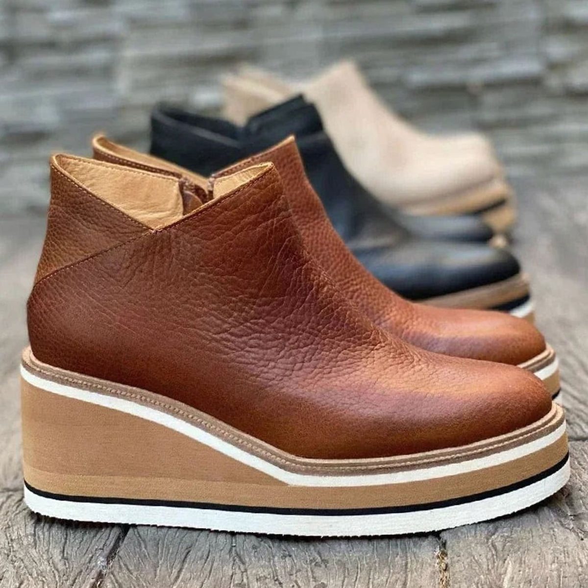 Botines Chelsea sin cordones con cuña y plataforma para mujer