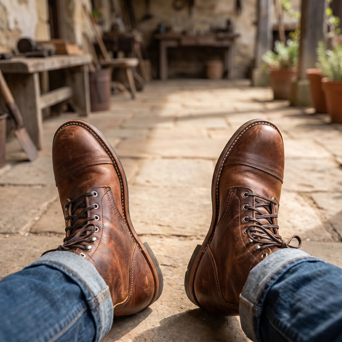 Botines con cordones