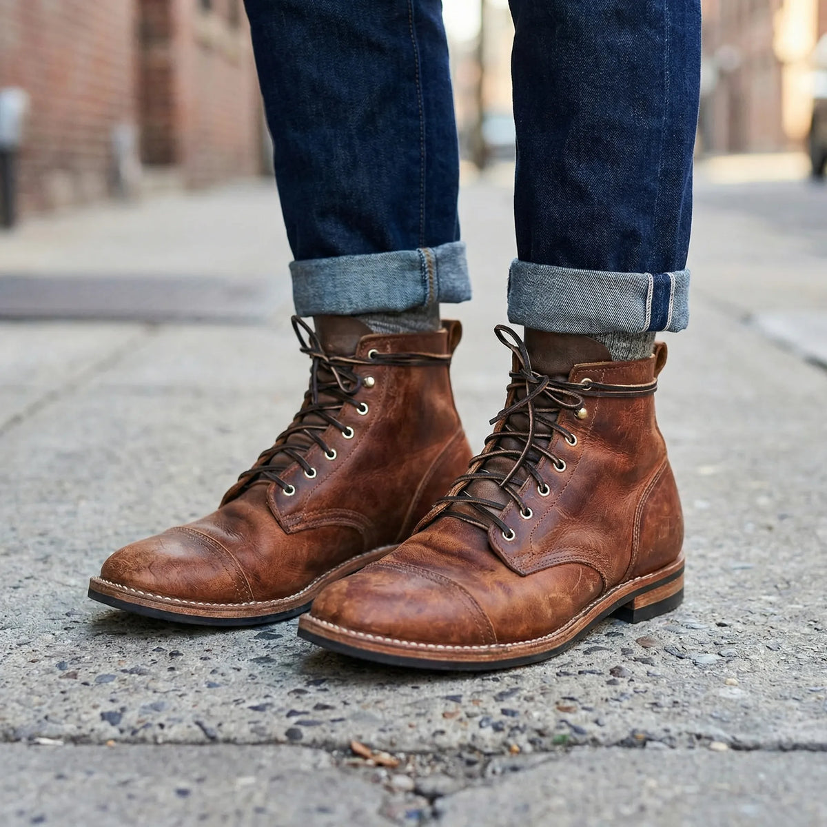 Botines con cordones para hombre