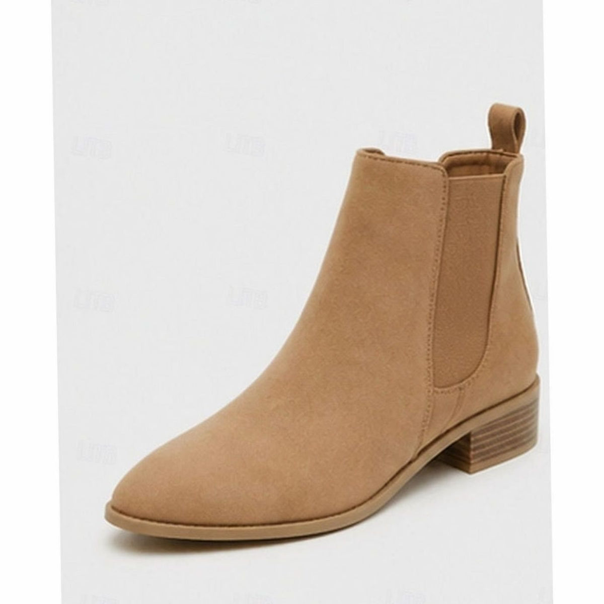 Botines de ante con tacón ancho y punta fina para mujer
