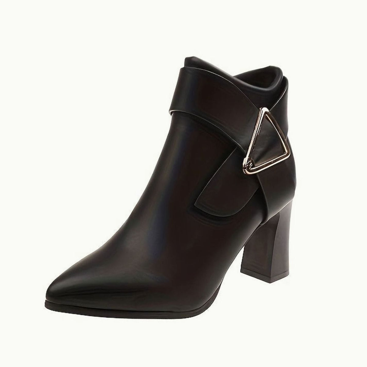 Botines de tacón ancho en punta para mujer con detalle de hebilla