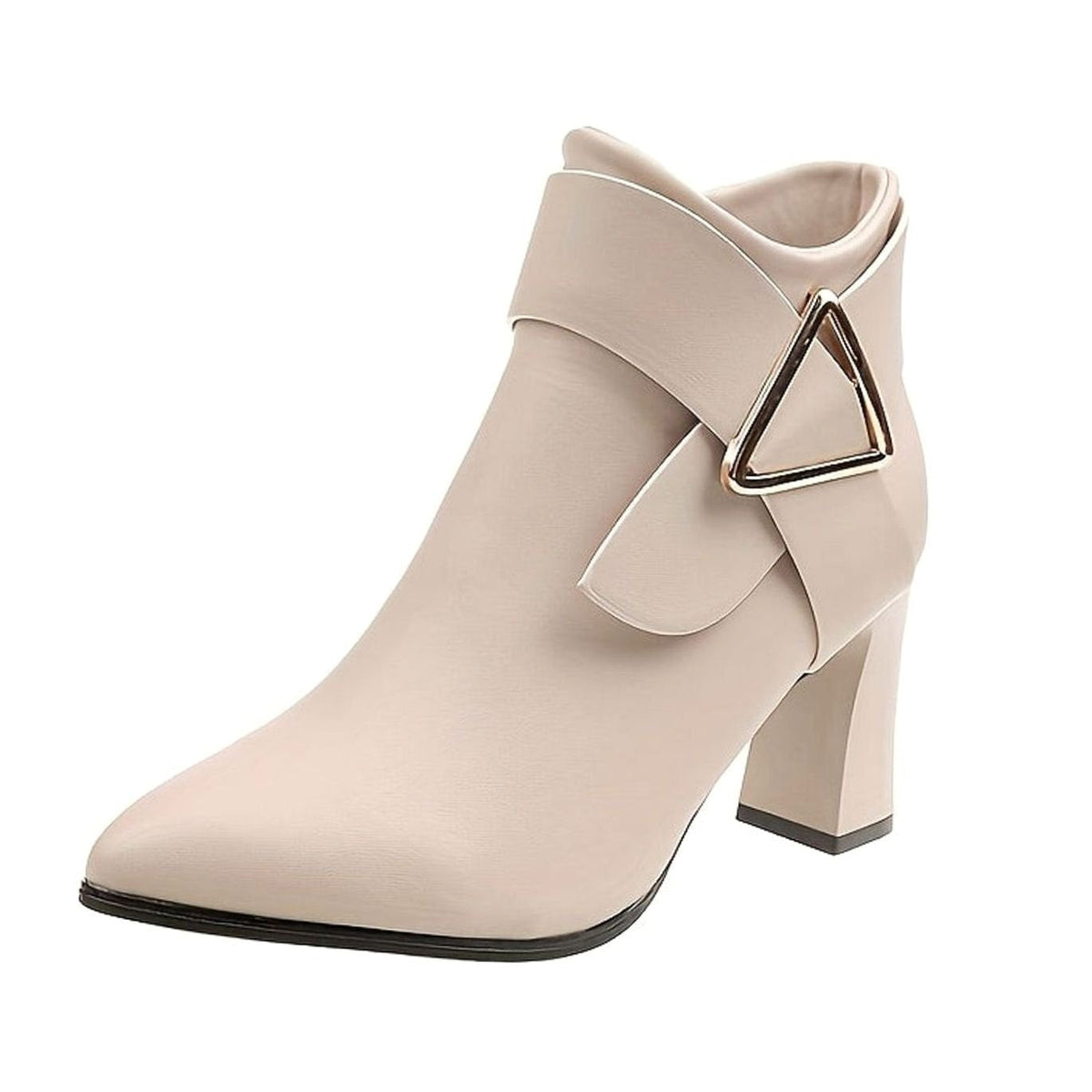 Botines de tacón ancho en punta para mujer con detalle de hebilla