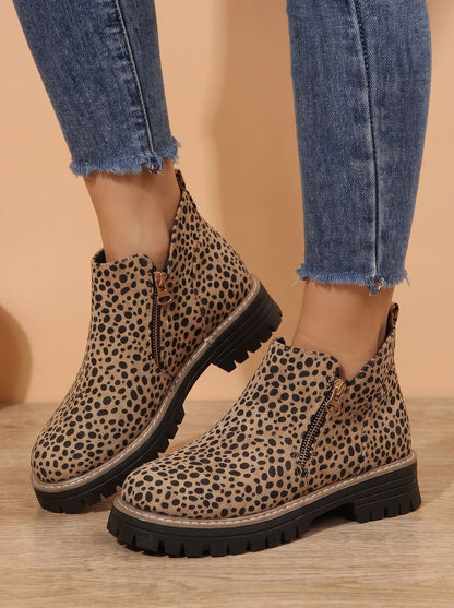 Botines para mujer con cremallera lateral y suela de plataforma gruesa