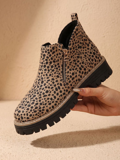 Botines para mujer con cremallera lateral y suela de plataforma gruesa