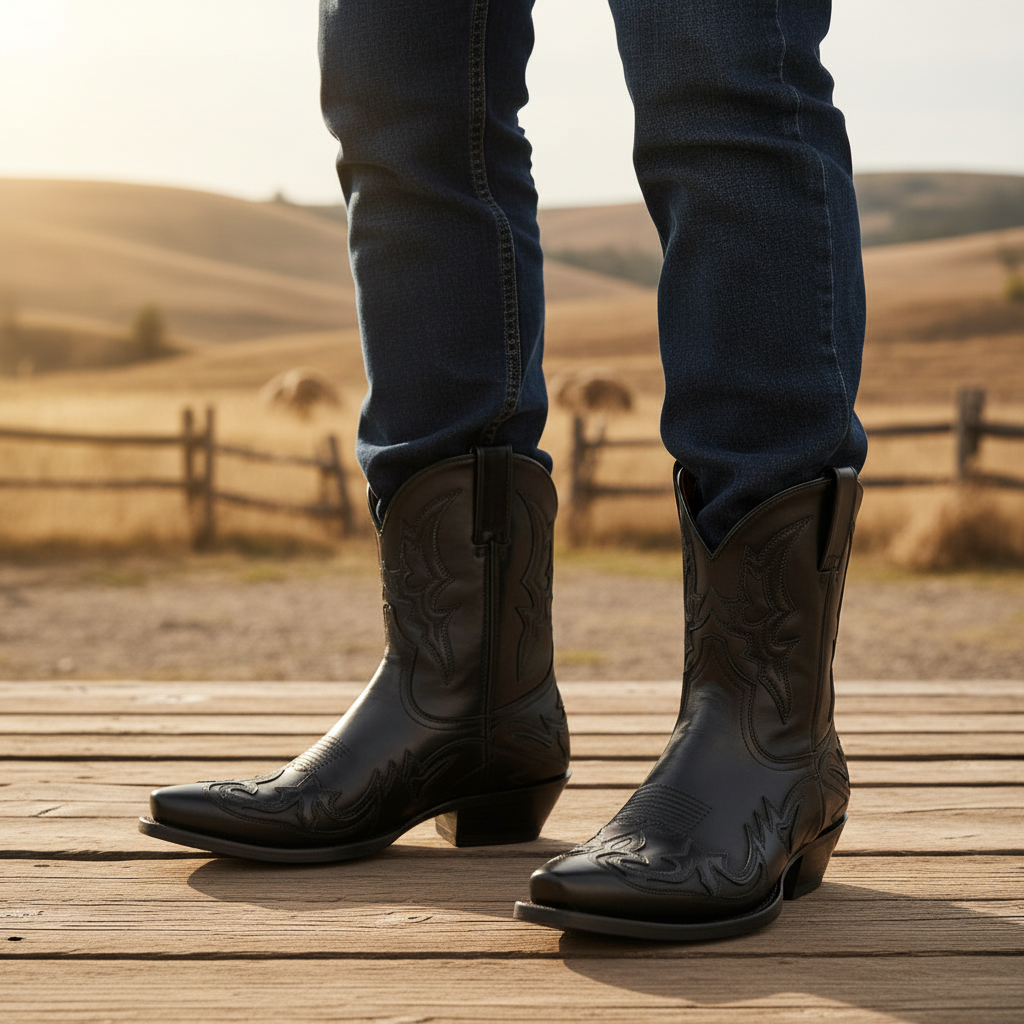 Botines vaqueros de piel