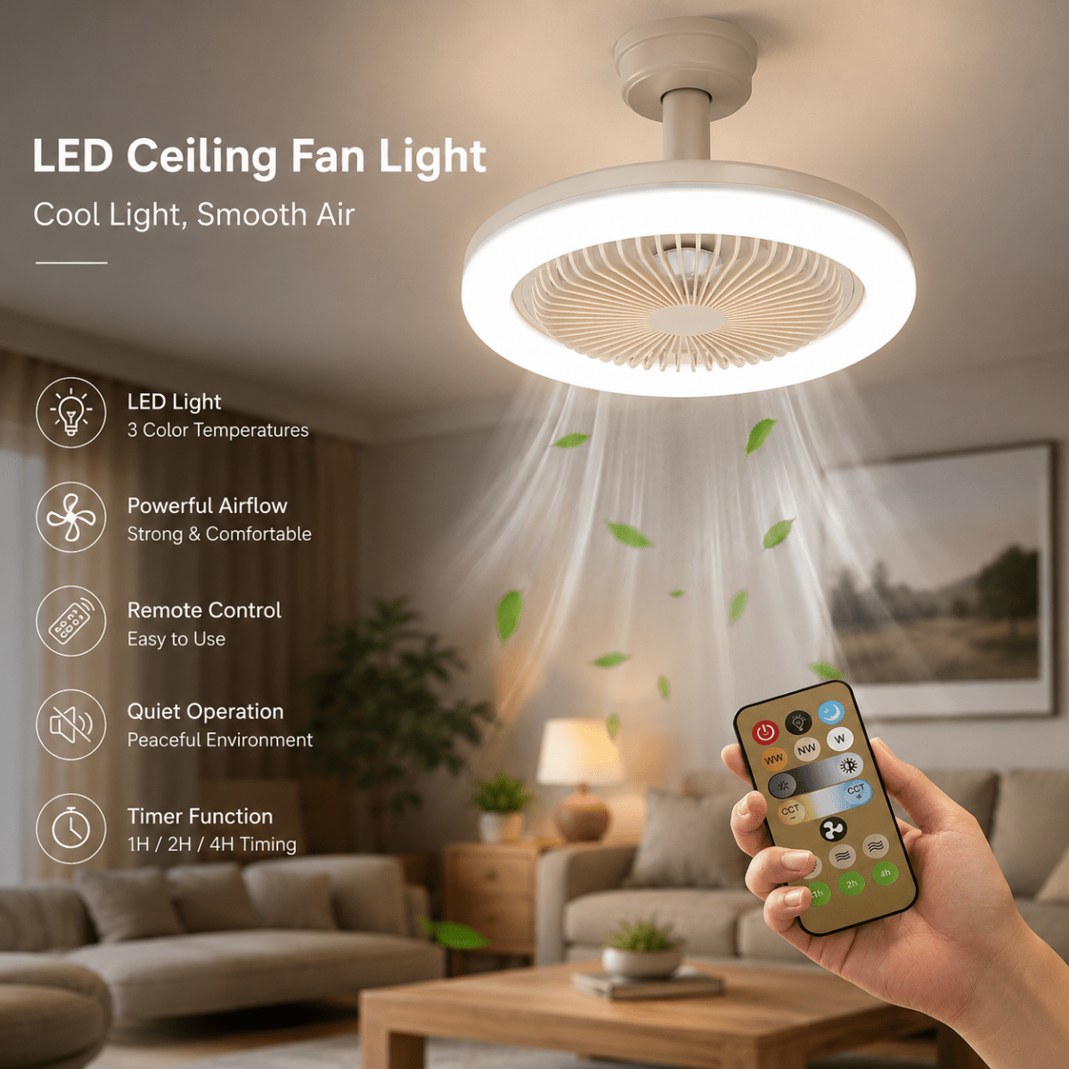 BREEZELIGHT – Ventilador de Techo con Portalámparas y Control Remoto