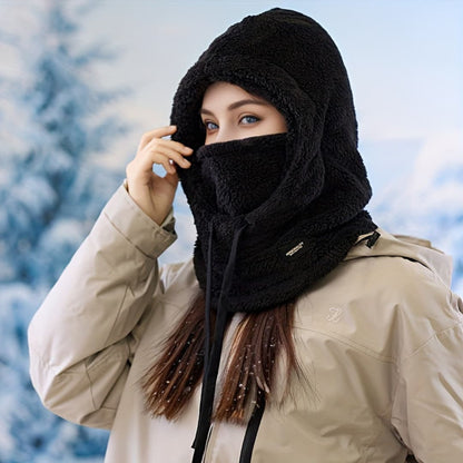 Bufanda con capucha de invierno para mujer con forro polar, cortavientos y protección para las orejas