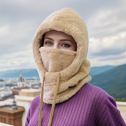 Bufanda con capucha de invierno para mujer con forro polar, cortavientos y protección para las orejas