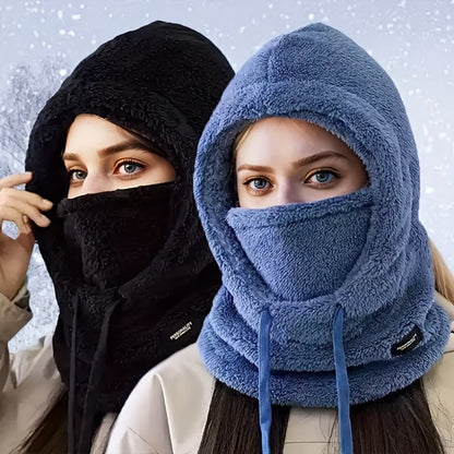 Bufanda con capucha de invierno para mujer con forro polar, cortavientos y protección para las orejas