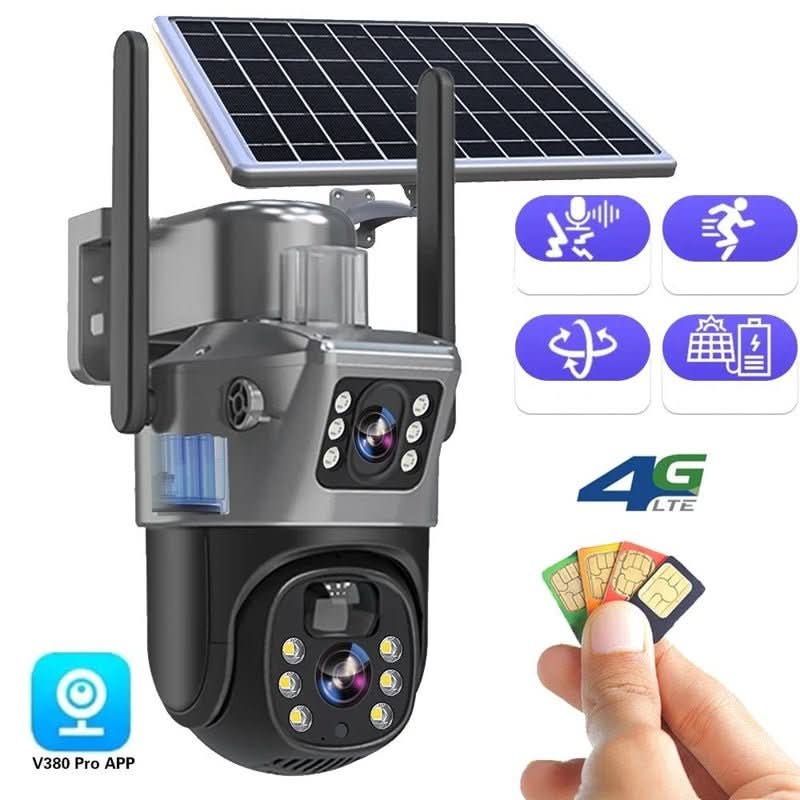 CÁMARA DUALGUARD – Cámara de Seguridad Inalámbrica 4K con Panel Solar y Vista Panorámica de 360°