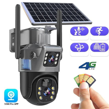 CÁMARA DUALGUARD – Cámara de Seguridad Inalámbrica 4K con Panel Solar y Vista Panorámica de 360°