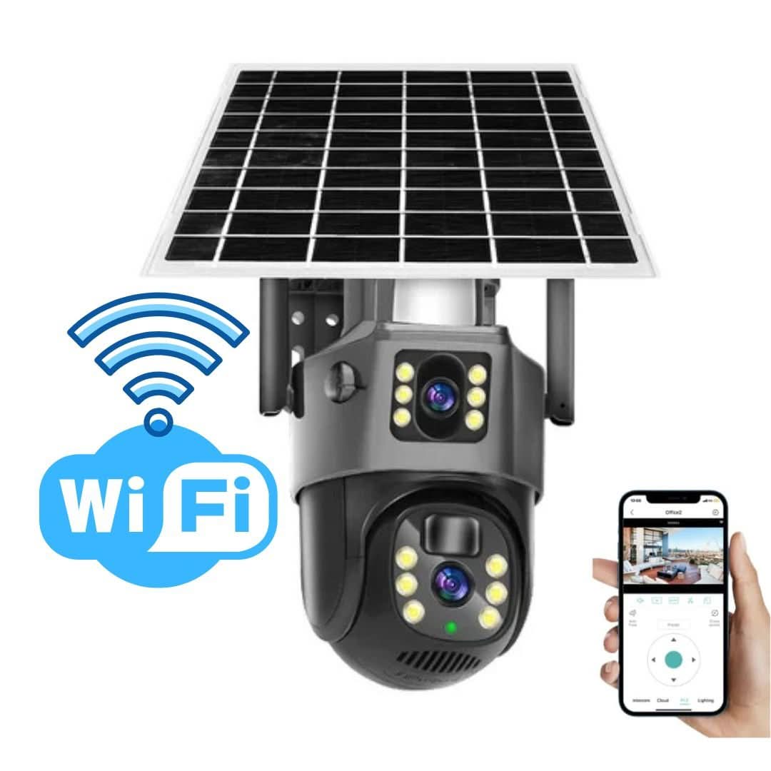 CÁMARA DUALGUARD – Cámara de Seguridad Inalámbrica 4K con Panel Solar y Vista Panorámica de 360°