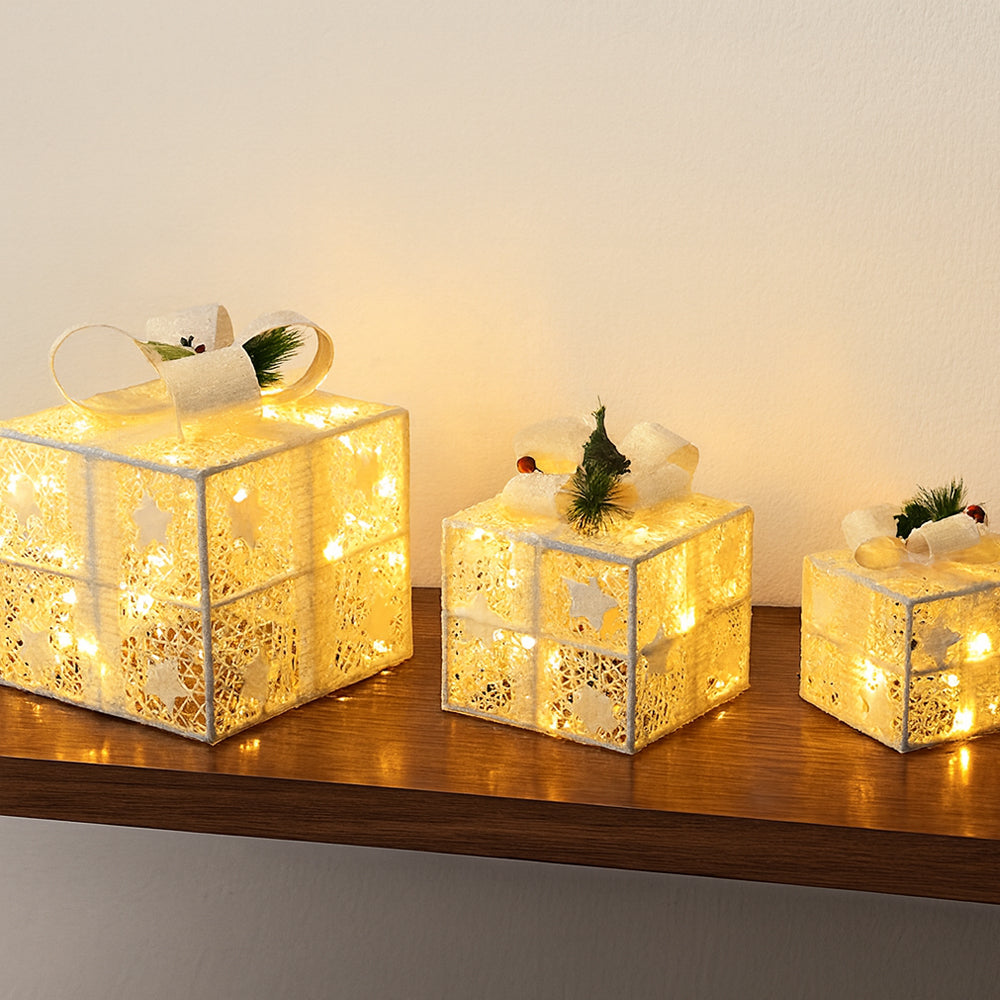 Cajas de regalo LED transparentes - Set de 3 piezas
