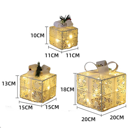 Cajas de regalo LED transparentes - Set de 3 piezas