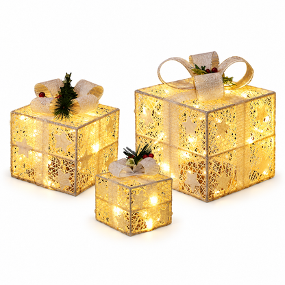 Cajas de regalo LED transparentes - Set de 3 piezas
