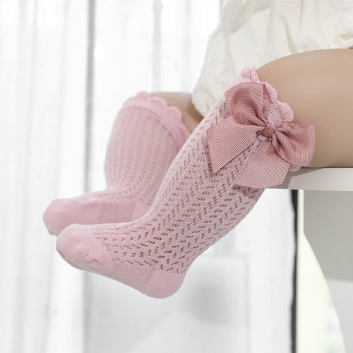 Calcetines de Algodón para Bebés con Gran Lazo