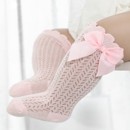 Calcetines de Algodón para Bebés con Gran Lazo