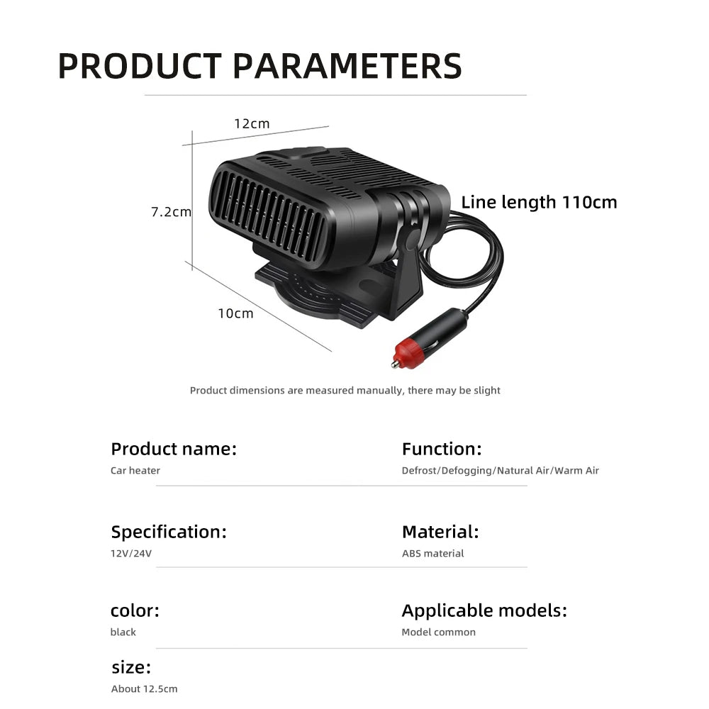 Calefactor para coche de 12 V con funciones de desempañador, calefacción y ventilador de aire frío